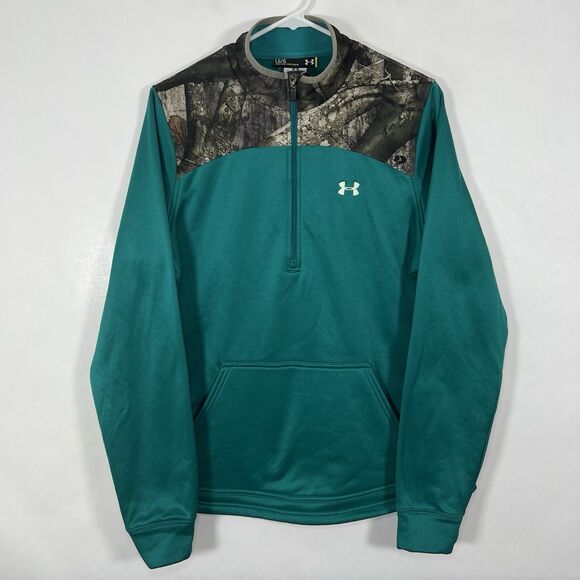 Under Armour 1/4 Zip Pullover Jacket Womens Size Large Teal Camo Colorblock - Picture 1 of 12